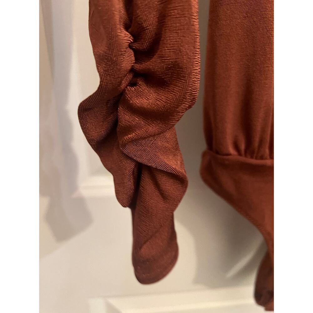 Free People Intimately kaya long sleeve Mesa Brown Keyhole neckline bodysuit NWT - Picture 7 of 9
